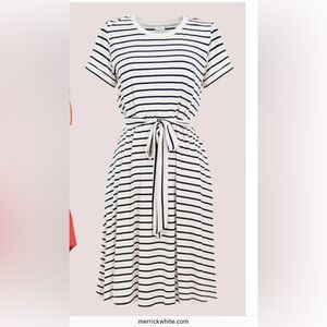 Striped Midi Dress in Black and White